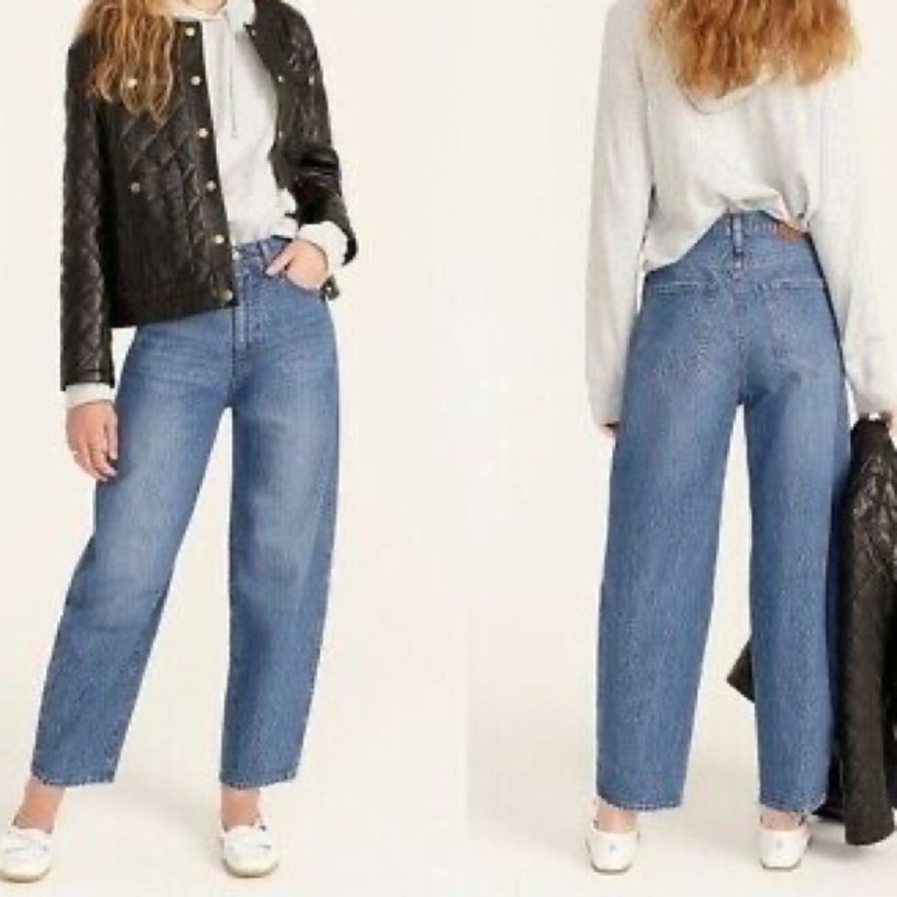 J Crew High-rise Peggy tapered leg jeans in medium wash relaxed fit size 30
